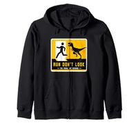 Run Don't Look The Fossil Got Revenge Matching Dinosaur Sign Zip Hoodie