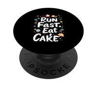 Run Fast. Eat Cake Typographic PopSockets Adhesive PopGrip