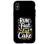 RUN Fast Eat Cake Typography Case for iPhone X/XS