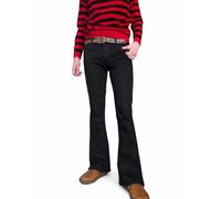 Run & Fly Men's Retro Black Denim Flares - 60s 70s Bell Bottom Flared Jeans (UK, Waist & Inseam, 38, 32)