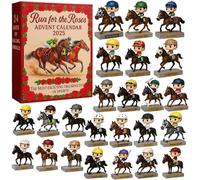 Run for the Roses Advent Calendar 2025, Christmas Countdown with 24 Miniature Racehorse Figurines, Gift for Horse Lovers (horse)