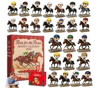 Run for The Roses Advent Calendar 2025 - with 24 Pcs Horse Racing Collectibles Ornaments, Mini Racehorse Figure Christmas Countdown Calendar, Collectors & Horse Lovers (1 set)