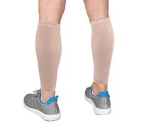Run Forever Calf Compression Sleeve for Men & Women, 20-30mmHg Compression, Nude, Medium