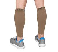 Run Forever Calf Compression Sleeves for Men and Women - Leg Compression Sleeve - Footless Compression Socks for runners, Beige, Medium