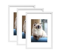 RUN HELIX A2 Picture Frame, 3 Pack White A2 Frames 42 x 59,4cm for Wall Hanging,A2 Frame with Mount for A3 Prints, Photos, and Posters