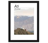 RUN HELIX A5 Frame Black, Wooden A5 Photo Frame 14.8x21cm with Mat for Wall Mount or Desk Display, Shatterproof Plexiglass, Versatile Picture Frame for Home, Office, Gallery Decor and Gifts