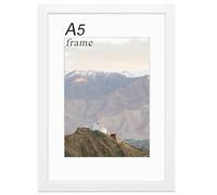 RUN HELIX A5 Frame White, Wooden A5 Photo Frame 14.8x21cm with Mat for Wall Mount or Desk Display, Shatterproof Plexiglass, Versatile Picture Frame for Home, Office, Gallery Decor and Gifts