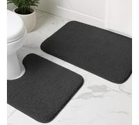 RUN HELIX Bath Mats 2 Piece Sets Non Slip, Soft Washable Rug Quick Dry Water Absorbent Bathroom Shower Mat, Dark Grey