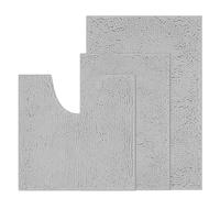 RUN HELIX Chenille Bath Mat, Non Slip Extra Soft Bath Toilet Mat 3 Pieces, Super Absorbent Bath Rug for Bathroom, Bedroom, Shower and Tub, Washable Quick Drying Bathroom Mat Light Grey