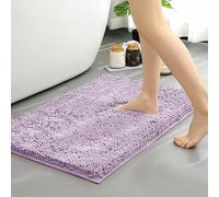 RUN HELIX Chenille Bath Mat, Non Slip Extra Soft Bath Toilet Mat 40x60 cm, Super Absorbent Bath Rug for Bathroom, Bedroom, Shower and Tub, Washable Quick Drying Bathroom Mat, Pale Purple