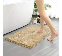 RUN HELIX Chenille Bath Mat, Non Slip Extra Soft Bath Toilet Mat 40x60 cm, Super Absorbent Bath Rug for Bathroom, Bedroom, Shower and Tub, Washable Quick Drying Bathroom Mat Black