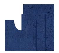 RUN HELIX Chenille Bath Mats Sets 3 Piece, Soft Absorbent Chenille Bath Mats, Non-Slip Bath Rugs, U-Shaped Toilet Mats, Home Decor Accessories, Bath Mat Set for Bathroom, Deep Green