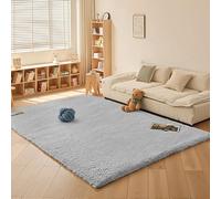 RUN HELIX Fluffy Shaggy Rugs Living Room, Modern Large Grey Area Rug with Anti-Slip Backing, Machine Washable Non-Shedding Carpet for Bedroom, Dining room, Kids Room, Nursery, Light Grey, 160x230 cm