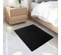 RUN HELIX Fluffy Shaggy Rugs Living Room, Modern Small Black Area Rug with Anti-Slip Backing, Machine Washable Non-Shedding Carpet for Bedroom, Dining room, Kids Room, Nursery, Black, 50x80 cm
