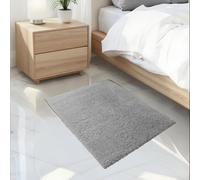 RUN HELIX Fluffy Shaggy Rugs Living Room, Modern Small Grey Area Rug with Anti-Slip Backing, Machine Washable Non-Shedding Carpet for Bedroom, Dining room, Kids Room, Nursery, Light Grey, 50x80 cm