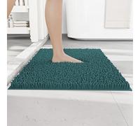 RUN HELIX Non Slip Chenille Bath Mat, Versatile Soft Bathroom Mat & Shower Mat, Machine Washable Absorbent Bath Mats for Bathroom, Living Room, Kitchen, Bedroom & Indoor Scenes, 50x80cm, Dark Green