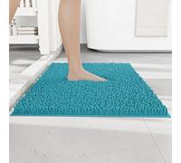 RUN HELIX Non Slip Chenille Bath Mat, Versatile Soft Bathroom Mat & Shower Mat, Machine Washable Absorbent Bath Mats for Bathroom, Living Room, Kitchen, Bedroom & Indoor Scenes, 50x80cm, Lake Blue