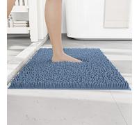 RUN HELIX Non Slip Chenille Bath Mat, Versatile Soft Bathroom Mat & Shower Mat, Machine Washable Absorbent Bath Mats for Bathroom, Living Room, Kitchen, Bedroom & Indoor Scenes, 40x60cm, Haze Blue