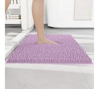 RUN HELIX Non Slip Chenille Bath Mat, Versatile Soft Bathroom Mat & Shower Mat, Machine Washable Absorbent Bath Mats for Bathroom, Living Room, Kitchen, Bedroom & Indoor Scenes, 50x80cm, Light Purple