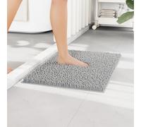 RUN HELIX Non Slip Chenille Bath Mat, Versatile Soft Bathroom Mat & Shower Mat, Machine Washable Absorbent Bath Mats for Bathroom, Living Room, Kitchen, Bedroom & Indoor Scenes, 40x60cm, Light Grey