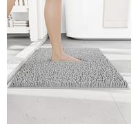 RUN HELIX Non Slip Chenille Bath Mat, Versatile Soft Bathroom Mat & Shower Mat, Machine Washable Absorbent Bath Mats for Bathroom, Living Room, Kitchen, Bedroom & Indoor Scenes, 50x80cm, Light Grey