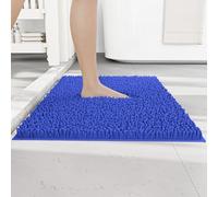 RUN HELIX Non Slip Chenille Bath Mat, Versatile Soft Bathroom Mat & Shower Mat, Machine Washable Absorbent Bath Mats for Bathroom, Living Room, Kitchen, Bedroom & Indoor Scenes, 50x80 cm, Denim Blue