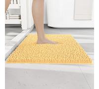 RUN HELIX Non Slip Chenille Bath Mat, Versatile Soft Bathroom Mat & Shower Mat, Machine Washable Absorbent Bath Mats for Bathroom, Living Room, Kitchen, Bedroom & Indoor Scenes, 40x60cm, Beige Yellow
