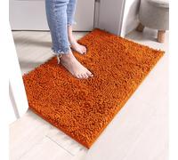 RUN HELIX Non Slip Chenille Bath Mat, Versatile Soft Bathroom Mat & Shower Mat, Machine Washable Absorbent Bath Mats for Bathroom, Living Room, Kitchen, Bedroom & Indoor Scenes, 50x80cm, Orange