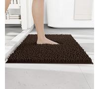 RUN HELIX Non Slip Chenille Bath Mat, Versatile Soft Bathroom Mat & Shower Mat, Machine Washable Absorbent Bath Mats for Bathroom, Living Room, Kitchen, Bedroom & Indoor Scenes, 40x60cm, Dark Brown