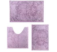 RUN HELIX Ultra Soft Chenille Bath Mat Non Slip, Bath Mat Set 3, Shaggy Bathroom Mats, Super Absorbent Bath Mats for Bathroom, Fluffy Bathrooms Mat Set with U-Shaped Toilet Rug (Light Purple)