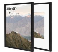 RUN HELIX Wooden 30x40 Picture Frame 2 Pcs, 30 x 40cm Picture Frame with Scratch Resistant for Wall Display, Picture Frames 30cm x 40cm with Mat Plexiglass for Photos, Art, Certificates, Black