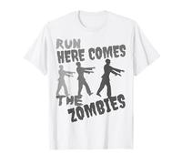 Run Here Comes The Zombies Funny Zombie Halloween Costume T-Shirt