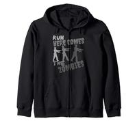 Run Here Comes The Zombies Funny Zombie Halloween Costume Zip Hoodie