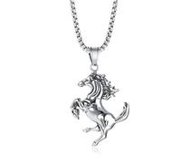 Run Horse Pendant Necklaces Stainless Steel Silver Color Animal Chain Necklace for Women Men Jewelry collar hombre Rock Punk Stainless Steel Racehorse