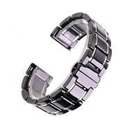 Run Ken 14 15 16 17 18 19 20 21 22 23 24 Mm Luxury Ceramic Band White Black Rose Gold Men's Ladies Watch Strap Bracelet Belt(Black and silver,15mm)
