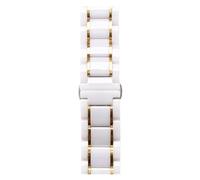 Run Ken 14 15 16 17 18 19 20 21 22 23 24 Mm Luxury Ceramic Band White Black Rose Gold Men's Ladies Watch Strap Bracelet Belt(White and gold,23mm)
