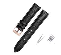 Run Ken 18/19 /20/21 /22 23 /24mm Brown Black Genuine Leather Watchband Compatible With Hamilton Men Women Wrist Bracelet Pin Buckle(Black-Black-Rose,24mm)
