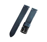 Run Ken 18mm 20mm 21mm 22mm 24mm Vintage Watch Band Stitching Crazy Horse Oil Cowhide Strap Smartwatch Wristband(Blue,21mm)