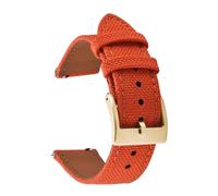 Run Ken 18mm 20mm 22mm New Nylon Fabric And Backside Leather Watch Strap Soft Two Piece Quick Release Bands For Men Women(Orange-Gold Buckle,20mm)