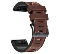 Run Ken 22 26MM Leather+Silicone Watch Band Straps Compatible With Garmin Fenix 7X 7 6X 6 Pro 5X 5 Epix Gen 2 Smartwatch EasyCompatible With Wristbands Bracelet(Silicone Leather CF)