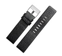 Run Ken 22mm 24mm 26mm 28mm 30mm 32mm Genuine Leather Watchband Compatible With Diesel DZ4386 1657 1399 1206 4323 Watch Strap(Black silver clasp,22mm)