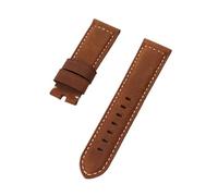Run Ken 24mm Brown Grey Red Crazy Horse Leather Watchband Compatible With Panerai Watch Strap Compatible With PAM441 Bracelet Pin Buckle Watch Band Tools Free(Red Brown strap,24mm Black buckle)