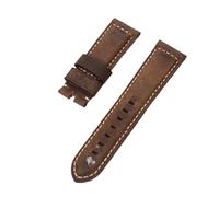 Run Ken 24mm Brown Grey Red Crazy Horse Leather Watchband Compatible With Panerai Watch Strap Compatible With PAM441 Bracelet Pin Buckle Watch Band Tools Free(Dark Brown strap,24mm Gold buckle)