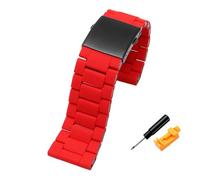 Run Ken 28mm Silicone Stainless Steel Watchband Compatible With Diesel Watch Strap DZ7396 DZ7370 DZ4289 DZ7070 DZ7395 Men Rubber Wrist Band Bracelet(Red)