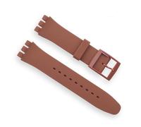 Run Ken Black Watchband Compatible With Swatch Strap Buckle Silicone Watch Band 17mm 19mm 20mm Rubber Strap16MM Accessories(Brown,19mm)
