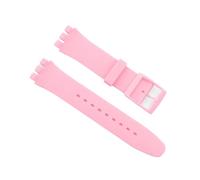 Run Ken Black Watchband Compatible With Swatch Strap Buckle Silicone Watch Band 17mm 19mm 20mm Rubber Strap16MM Accessories(Pink,20mm)