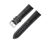 Run Ken Calfskin Leather Strap 14mm 16mm 18mm 19mm 20mm 21mm 22mm 24mm Bamboo Knot Pattern Quick Release Watchband(Black-white,14mm)