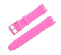 Run Ken Candy Color Silicone Strap Compatible With Swatch 12mm 16mm 17mm 19mm 20mm Transparent Fashion Replacement Bracelet Band Watch Accessories(Rose pink,16mm)