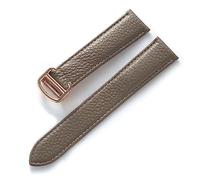 Run Ken Compatible With Cartier Tank London Key Litchi Grain Soft Leather Leather Strap Men's Ladies Folding Buckle Watch Accessories(Elephant Grey Rose,21mm)