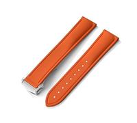 Run Ken Compatible With Tank Santos Swatch Universal 20mm 21mm 22mm Quick Release FKM Rubber Strap With Folding Clasp(Orange With Buckle,22mm)